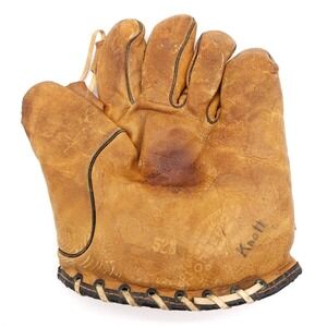 Peerless Brown Leather Baseball Glove 520 Professional Model Antique VTG Display